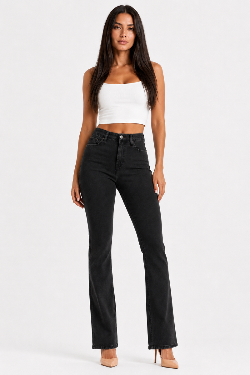Sculpting High-Waist Flare Denim